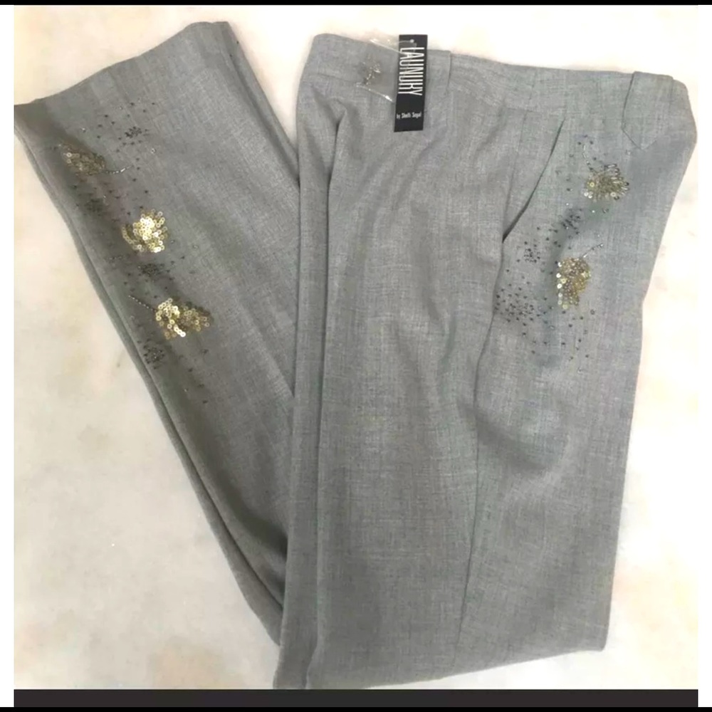 💙New slicks silver sequins embroidered heather gray Y2K 28” waist pants …